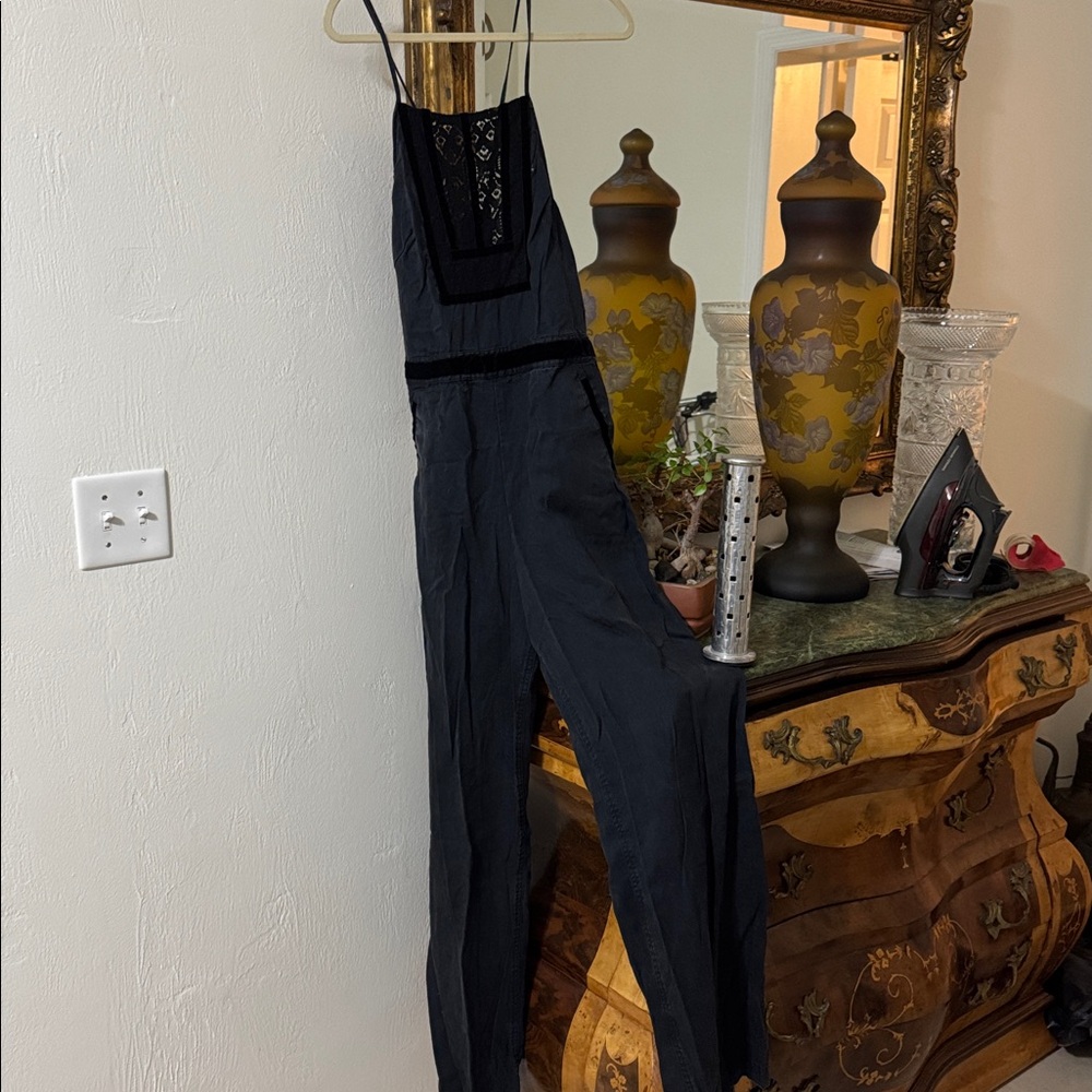 Free People Black Jumpsuit with Lace Detail